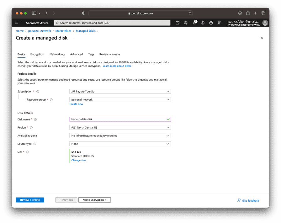 Create a Data Disk