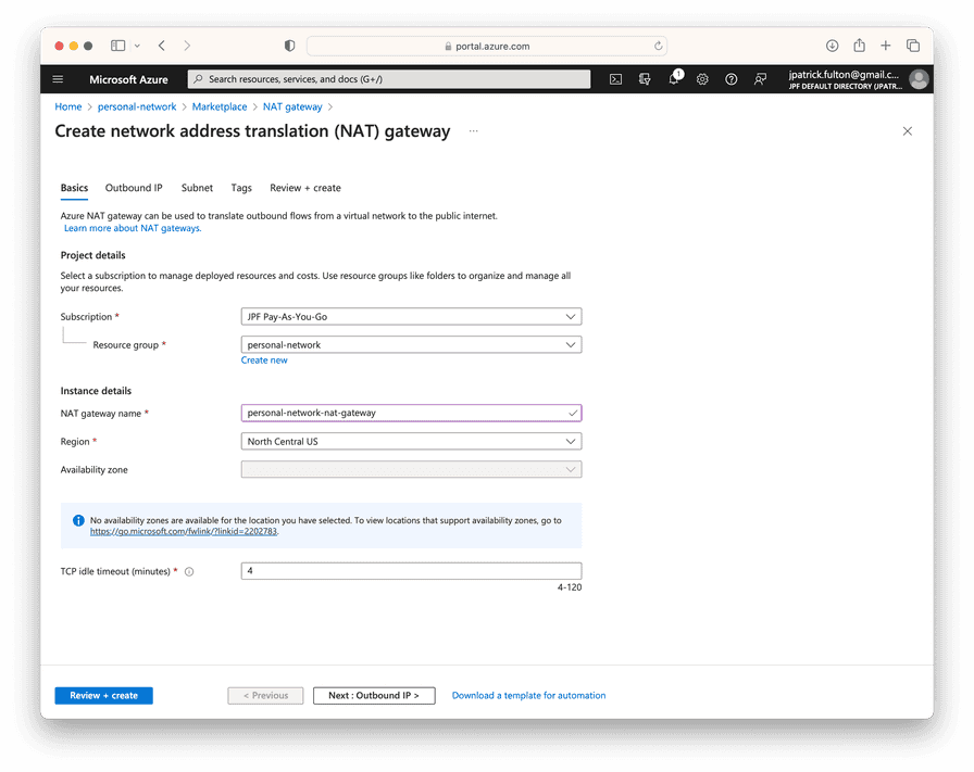 Create a NAT Gateway